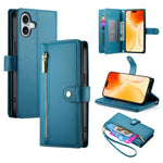 Carteira com fecho e nove compartimentos para cartões, capa de couro para telemóvel, para iPhone 17 Pro Max, para iPhone 17 Pro, para iPhone 17, para iPhone Air, para iPhone 16e, para iPhone 16 Pro Max, para iPhone 16 Pro, para iPhone 16 Plus