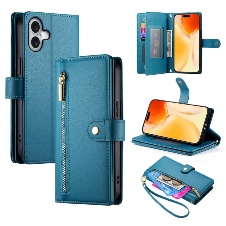 Carteira com fecho e nove compartimentos para cartões, capa de couro para telemóvel, para iPhone 17 Pro Max, para iPhone 17 Pro, para iPhone 17, para iPhone Air, para iPhone 16e, para iPhone 16 Pro Max, para iPhone 16 Pro, para iPhone 16 Plus