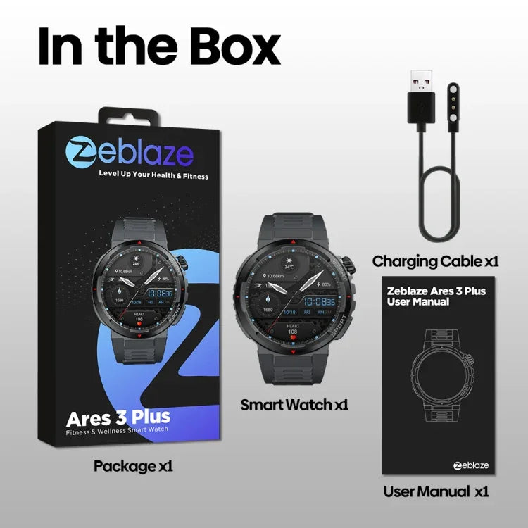 Relógio Inteligente Zeblaze Ares 3 Plus de 1,43 polegadas para Fitness e Bem-Estar Suporta Monitorização de Saúde 24H
