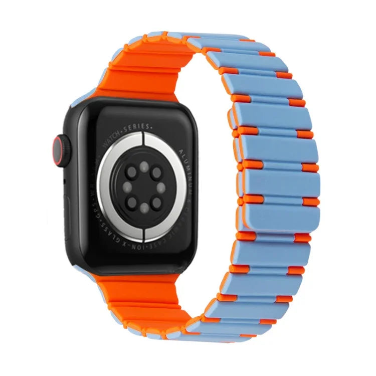 Correia de Relógio de Silicone Magnética Bicolor, Para Apple Watch SE 2023 44mm, Para Apple Watch SE 2023 40mm, Para Apple Watch Ultra 2 49mm, Para Apple Watch Série 9 45mm