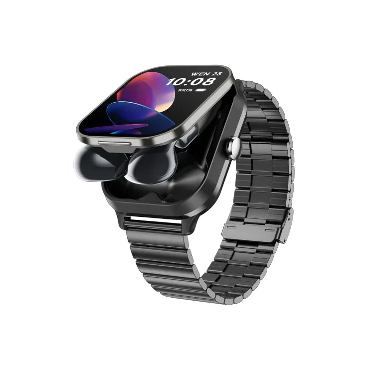 D8 Pro 2,01 polegadas Auricular Bluetooth 2 em 1 Smartwatch com Correia de Aço, Suporta NFC com Tampa