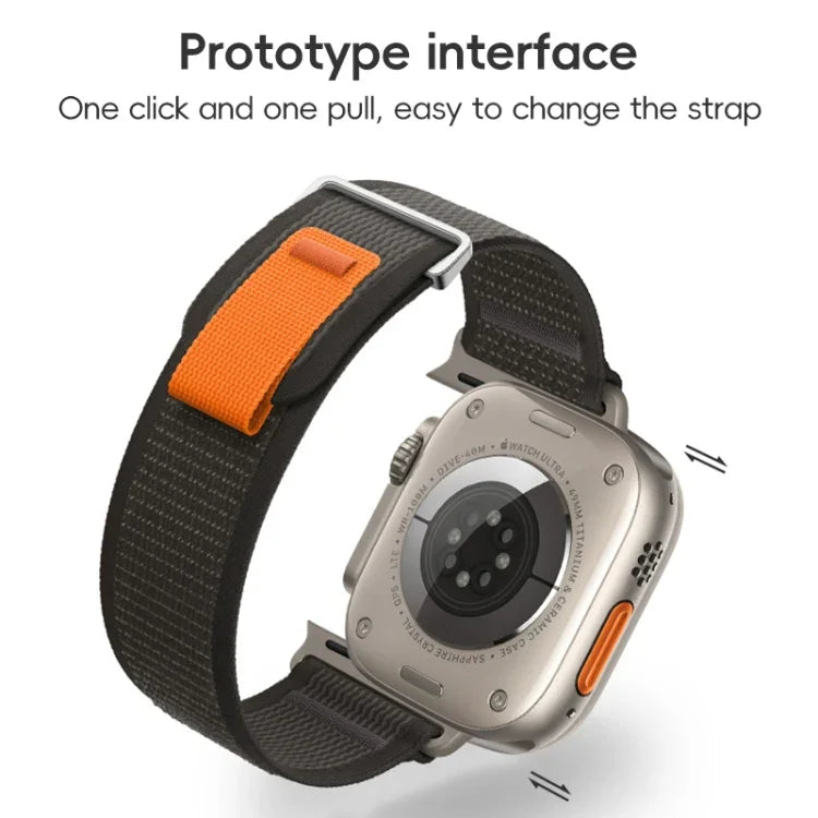 Dual-Section Loop Nylon Watch Band, For Apple Watch Series 9 41mm, For Apple Watch Ultra 49mm
