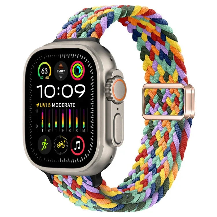 Correia de Relógio Trançada de Nylon com Fivela Magnética Slim, Para Apple Watch Ultra 2 49mm, Para Apple Watch Série 9 45mm