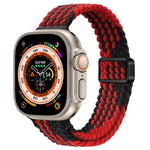 Correia de Relógio Trançada de Nylon com Fivela Magnética Slim, Para Apple Watch Series 9 41mm, Para Apple Watch Ultra 49mm