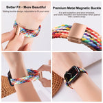 Correia de Relógio Trançada de Nylon com Fivela Magnética Slim, Para Apple Watch Series 8 41mm, Para Apple Watch Series 8 45mm