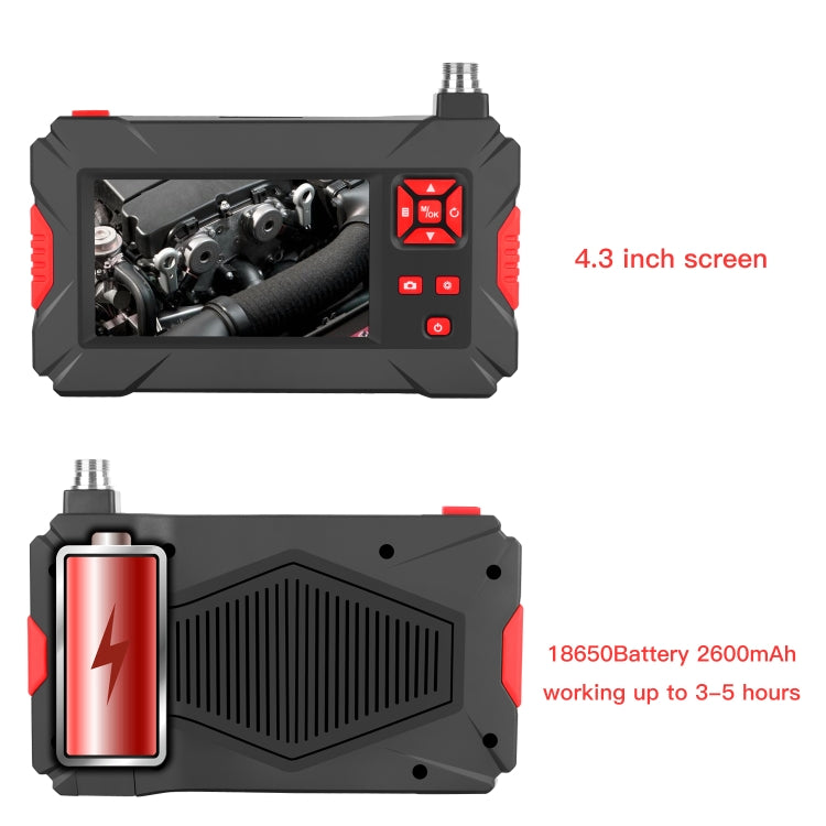 Endoscópio digital P30 8mm 1080P IP68 impermeável com ecrã de 4,3 polegadas e câmara dupla, cabo rígido de 2m, cabo rígido de 5m, cabo rígido de 10m
