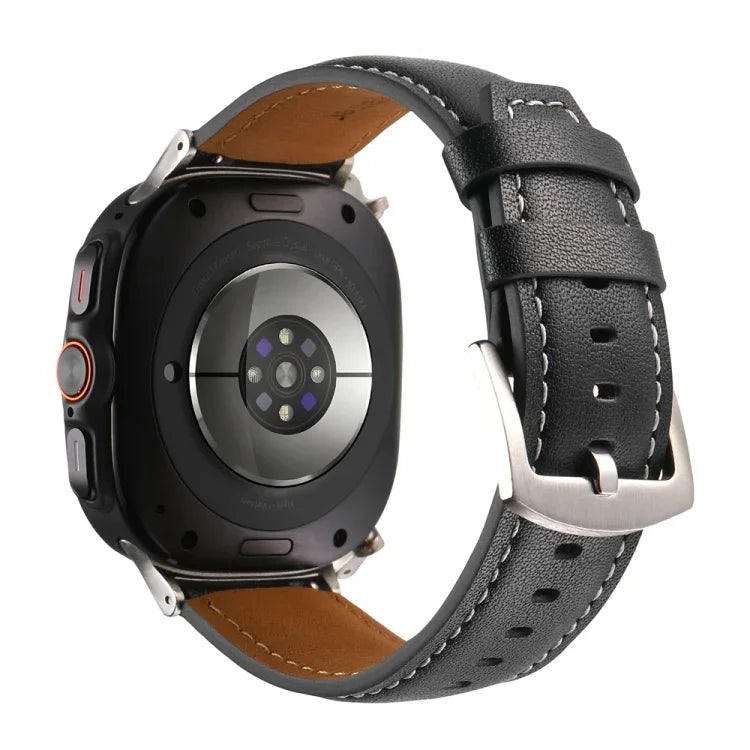 Correia de relógio em pele genuína lisa, para Samsung Galaxy Watch Ultra 47mm / Ultra 2025