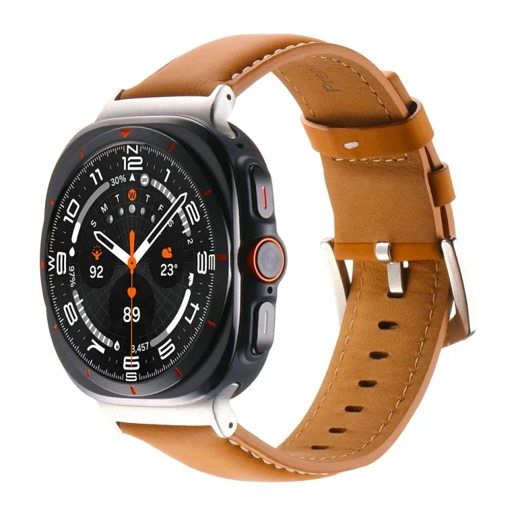 Correia de relógio em pele genuína lisa, para Samsung Galaxy Watch Ultra 47mm / Ultra 2025