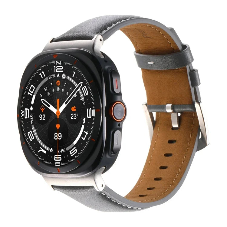 Correia de relógio em pele genuína lisa, para Samsung Galaxy Watch Ultra 47mm / Ultra 2025