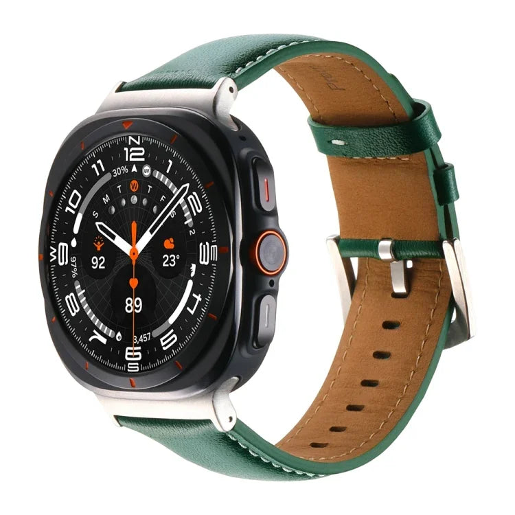 Correia de relógio em pele genuína lisa, para Samsung Galaxy Watch Ultra 47mm / Ultra 2025