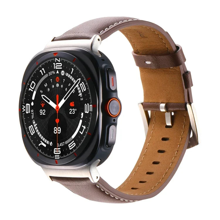 Correia de relógio em pele genuína lisa, para Samsung Galaxy Watch Ultra 47mm / Ultra 2025