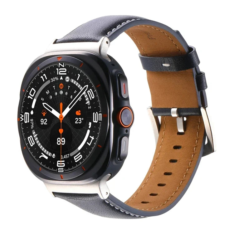 Correia de relógio em pele genuína lisa, para Samsung Galaxy Watch Ultra 47mm / Ultra 2025
