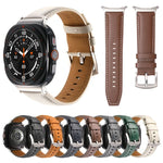 Correia de relógio em pele genuína lisa, para Samsung Galaxy Watch Ultra 47mm / Ultra 2025