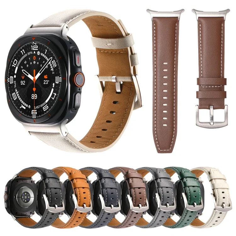Correia de relógio em pele genuína lisa, para Samsung Galaxy Watch Ultra 47mm / Ultra 2025