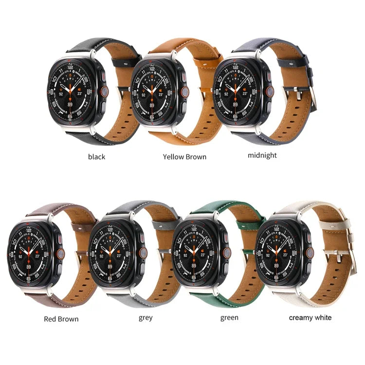Correia de relógio em pele genuína lisa, para Samsung Galaxy Watch Ultra 47mm / Ultra 2025