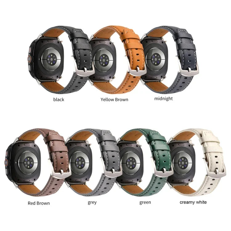 Correia de relógio em pele genuína lisa, para Samsung Galaxy Watch Ultra 47mm / Ultra 2025
