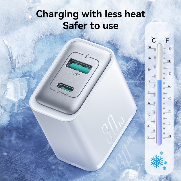 JOYROOM JR-TCF15 Carregador Rápido 30W USB+USB-C / Tipo-C, Ficha UE, Ficha Reino Unido