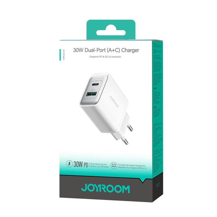 JOYROOM JR-TCF15 Carregador Rápido 30W USB+USB-C / Tipo-C, Ficha UE, Ficha Reino Unido