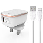 LDNIO A1204Q Carregador Rápido USB QC3.0 18W com Cabo USB para 8 Pinos de 1m, Ficha UE, Ficha Reino Unido, Ficha EUA