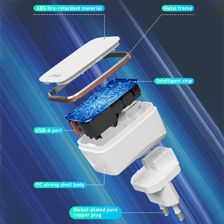 LDNIO A1204Q Carregador Rápido USB QC3.0 18W com Cabo USB para 8 Pinos de 1m, Ficha UE, Ficha Reino Unido, Ficha EUA