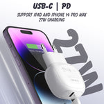 LDNIO A1206C Carregador Rápido PD27W USB-C / Tipo-C com Cabo 8 Pinos de 1m, Ficha UE