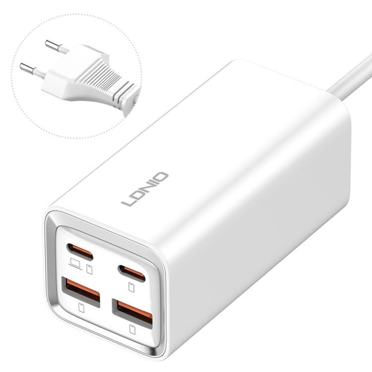 Carregador Rápido LDNIO A4610C PD65W Dual USB-C / Type-C + Dual USB, Comprimento do Cabo: 1,5m, Ficha UE, A4610C (Ficha UK), Ficha US