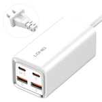 Carregador Rápido LDNIO A4610C PD65W Dual USB-C / Type-C + Dual USB, Comprimento do Cabo: 1,5m, Ficha UE, A4610C (Ficha UK), Ficha US