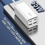 Carregador Rápido LDNIO A4610C PD65W Dual USB-C / Type-C + Dual USB, Comprimento do Cabo: 1,5m, Ficha UE, A4610C (Ficha UK), Ficha US