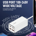 Carregador Rápido LDNIO A4610C PD65W Dual USB-C / Type-C + Dual USB, Comprimento do Cabo: 1,5m, Ficha UE, A4610C (Ficha UK), Ficha US