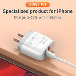 LDNIO Q229 Carregador Rápido QC3.0 / PD20W USB + Tipo-C com Cabo USB para 8 Pinos de 1m, Ficha UE, Ficha Reino Unido, Ficha EUA