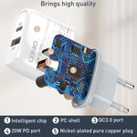 Carregador Rápido LDNIO Q229 QC3.0 / PD20W USB + Type-C com Cabo Type-C para Type-C de 1m, Ficha UE, Ficha UK, Ficha US