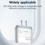 Carregador Rápido LDNIO Q229 QC3.0 / PD20W USB + Type-C com Cabo Type-C para Type-C de 1m, Ficha UE, Ficha UK, Ficha US