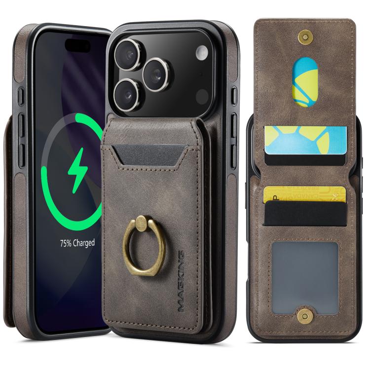 Capa para telemóvel MAGKING K1 MagSafe com carteira destacável RFID, para iPhone 17e / 16e, para iPhone 17 Pro Max, para iPhone 17 Pro, para iPhone 17, para iPhone Air, para iPhone 16 Pro Max, para iPhone 16 Pro, para iPhone 16 Plus, para iPhone 16