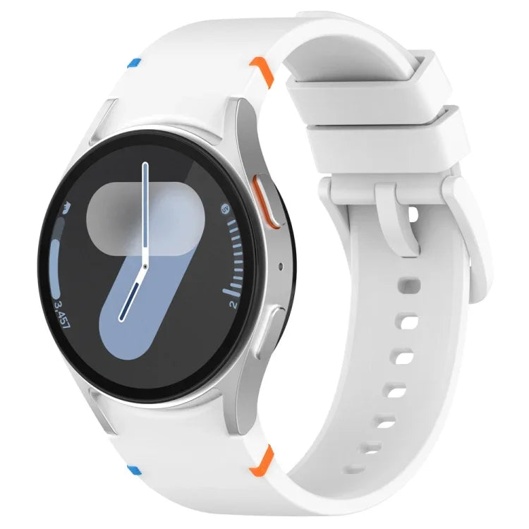 Correia de relógio oficial em silicone com cor sólida e costura, para Samsung Galaxy Watch 7 40 / 44mm