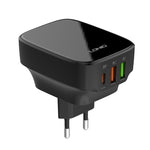 LDNIO Q334 Carregador 32W Tipo-C + Dupla Porta USB com Cabo de Dados USB-C / Tipo-C para USB-C / Tipo-C de 1m, Ficha UE, Ficha Reino Unido, Ficha EUA
