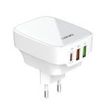 LDNIO Q334 Carregador 32W Tipo-C + Dupla Porta USB com Cabo de Dados USB-C / Tipo-C para USB-C / Tipo-C de 1m, Ficha UE, Ficha Reino Unido, Ficha EUA