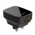 LDNIO Q334 Carregador 32W Tipo-C + Dupla Porta USB com Cabo de Dados USB-C / Tipo-C para USB-C / Tipo-C de 1m, Ficha UE, Ficha Reino Unido, Ficha EUA