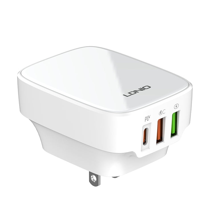 LDNIO Q334 Carregador 32W Tipo-C + Dupla Porta USB com Cabo de Dados USB-C / Tipo-C para USB-C / Tipo-C de 1m, Ficha UE, Ficha Reino Unido, Ficha EUA