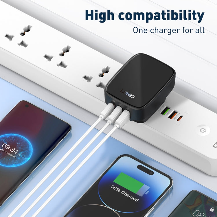 LDNIO Q334 Carregador 32W Tipo-C + Dupla Porta USB com Cabo de Dados USB-C / Tipo-C para USB-C / Tipo-C de 1m, Ficha UE, Ficha Reino Unido, Ficha EUA