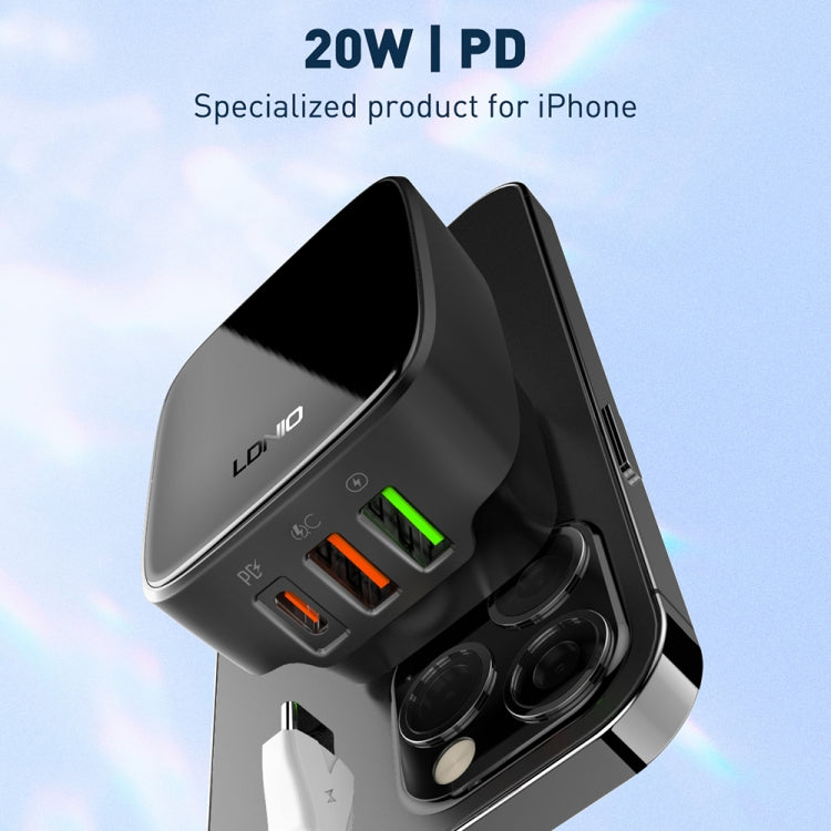 LDNIO Q334 Carregador 32W Tipo-C + Dupla Porta USB com Cabo de Dados USB-C / Tipo-C para USB-C / Tipo-C de 1m, Ficha UE, Ficha Reino Unido, Ficha EUA