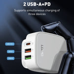 LDNIO Q334 Carregador 32W Tipo-C + Dupla Porta USB com Cabo de Dados USB-C / Tipo-C para USB-C / Tipo-C de 1m, Ficha UE, Ficha Reino Unido, Ficha EUA