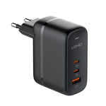 LDNIO Q366 Carregador 65W USB + Dupla Porta Tipo-C com Cabo de Dados USB-C / Tipo-C para USB-C / Tipo-C de 1m, Ficha UE, Ficha Reino Unido, Ficha EUA