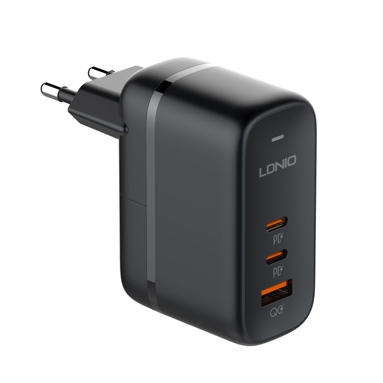 LDNIO Q366 Carregador 65W USB + Dupla Porta Tipo-C com Cabo de Dados USB-C / Tipo-C para USB-C / Tipo-C de 1m, Ficha UE, Ficha Reino Unido, Ficha EUA