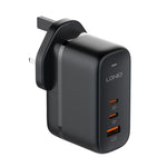 LDNIO Q366 Carregador 65W USB + Dupla Porta Tipo-C com Cabo de Dados USB-C / Tipo-C para USB-C / Tipo-C de 1m, Ficha UE, Ficha Reino Unido, Ficha EUA