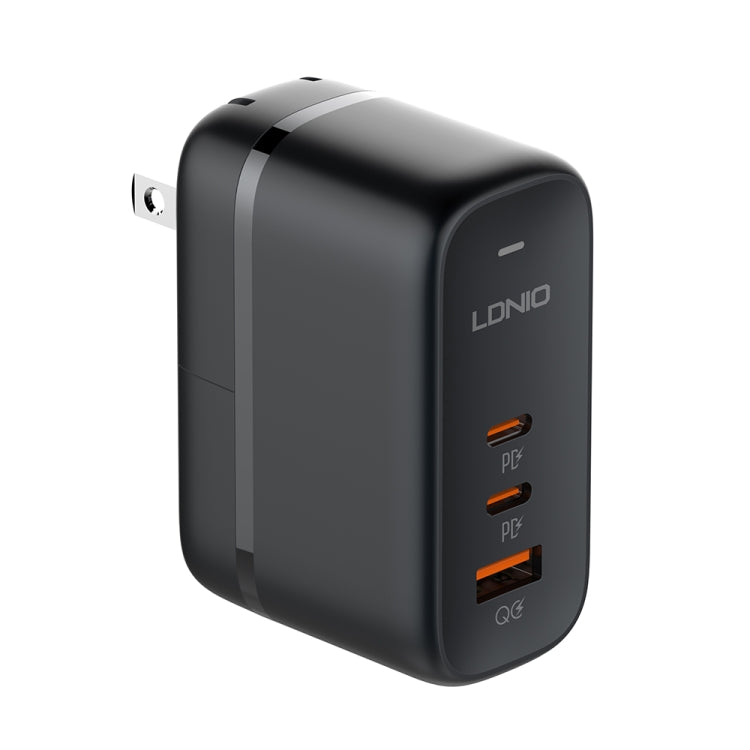 LDNIO Q366 Carregador 65W USB + Dupla Porta Tipo-C com Cabo de Dados USB-C / Tipo-C para USB-C / Tipo-C de 1m, Ficha UE, Ficha Reino Unido, Ficha EUA