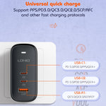 LDNIO Q366 Carregador 65W USB + Dupla Porta Tipo-C com Cabo de Dados USB-C / Tipo-C para USB-C / Tipo-C de 1m, Ficha UE, Ficha Reino Unido, Ficha EUA