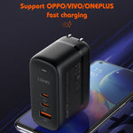 LDNIO Q366 Carregador 65W USB + Dupla Porta Tipo-C com Cabo de Dados USB-C / Tipo-C para USB-C / Tipo-C de 1m, Ficha UE, Ficha Reino Unido, Ficha EUA
