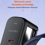 LDNIO Q366 Carregador 65W USB + Dupla Porta Tipo-C com Cabo de Dados USB-C / Tipo-C para USB-C / Tipo-C de 1m, Ficha UE, Ficha Reino Unido, Ficha EUA