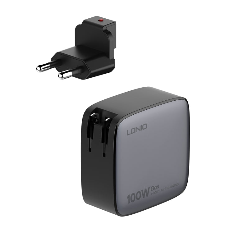 Carregador LDNIO Q408 100W GaN USB+3 USB-C / Type-C com Cabo de Dados USB-C / Type-C 100W de 1m, Ficha UE, Ficha UK, Ficha EUA