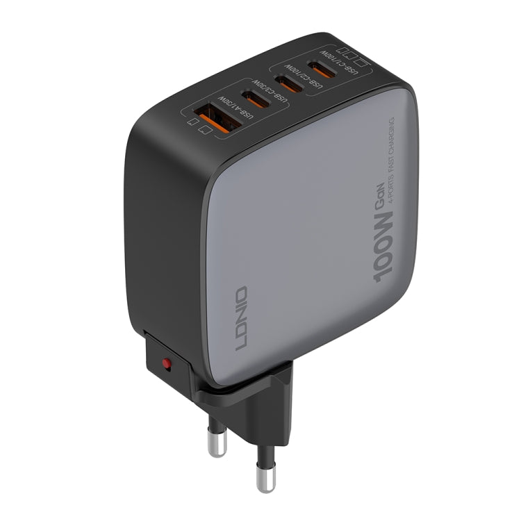 Carregador LDNIO Q408 100W GaN USB+3 USB-C / Type-C com Cabo de Dados USB-C / Type-C 100W de 1m, Ficha UE, Ficha UK, Ficha EUA